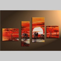 4 Leinwandbilder AFRIKA Elefant (4) 120 x 70cm Handgemalt