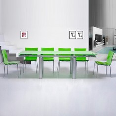 Esstisch BARCELONA Gr�n Glas 130-230cm ausziehbar