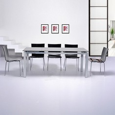 Esstisch ROMA Schwarz Glas 130-180cm ausziehbar