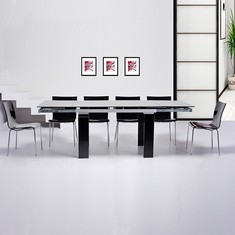 Esstisch TORONTO Schwarz Glas 140-200cm ausziehbar