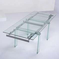 Esstisch TORONTO Transparent Glas 140-200cm ausziehbar