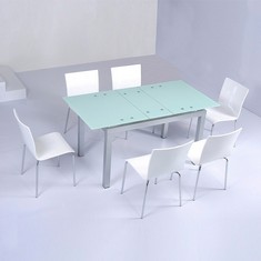 Esstisch KOPENHAGEN Wei� Glas 130-160cm ausziehbar