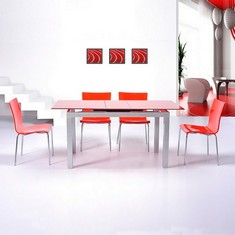 Esstisch KOPENHAGEN Rot Glas 130-160cm ausziehbar