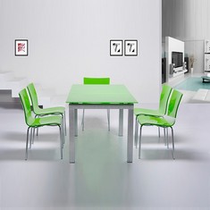 Esstisch KOPENHAGEN Gr�n Glas 130-160cm ausziehbar