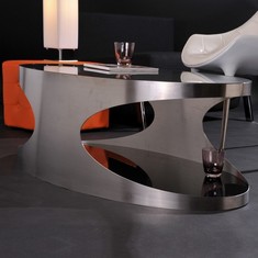 Couchtisch PADUA aus Edelstahl und Glas 120cm
