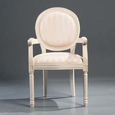 Armlehnstuhl EMPIRE Weiss-Creme aus Mahagoni
