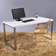 Schreibtisch PRINCETON Wei� Hochglanz 150cm