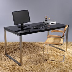 Schreibtisch PRINCETON Schwarz Hochglanz 150cm