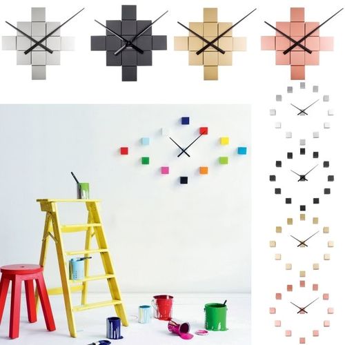 Wanduhr CUBUS Kupfer - Größe und Form frei gestaltbar mit 13 Würfeln - 11