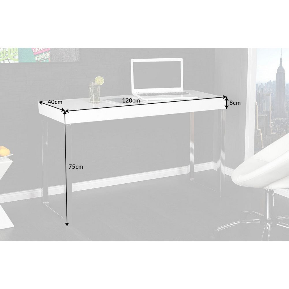 Schreibtisch PRINCETON Weiß Hochglanz 120cm x 40cm - 8