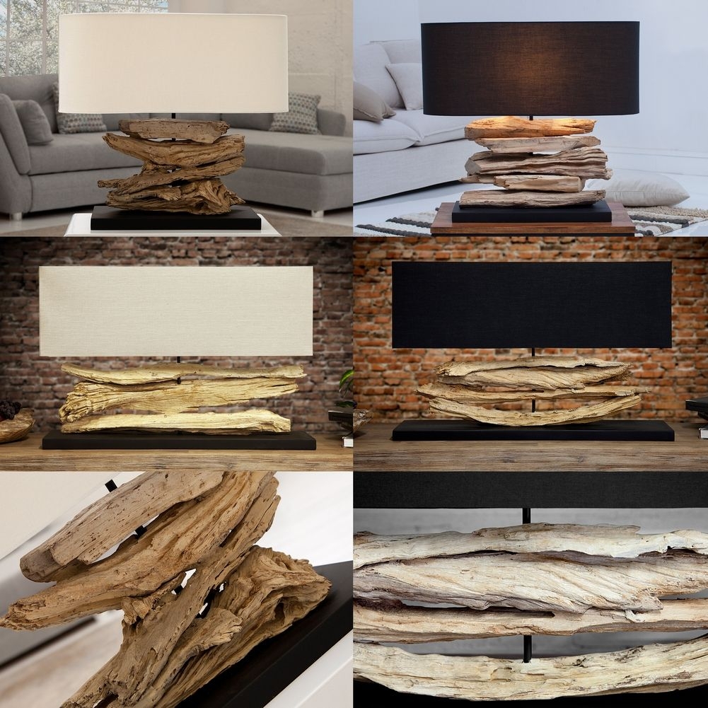 Tischlampe TIMOR Beige aus Treibholz handgefertigt 55cm - 7