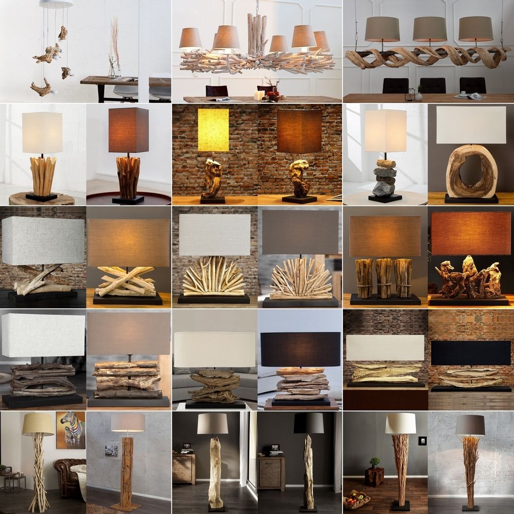 Tischlampe TIMOR Beige aus Treibholz handgefertigt 55cm - 9