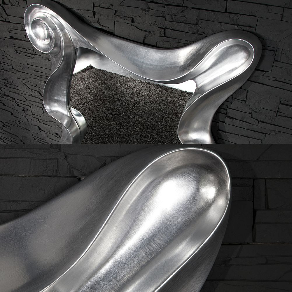 XL Wandspiegel ROMANTICA Silber Asymmetrisch Kunststein 160cm x 106cm | Vertikal oder horizontal aufhängbar! - 7