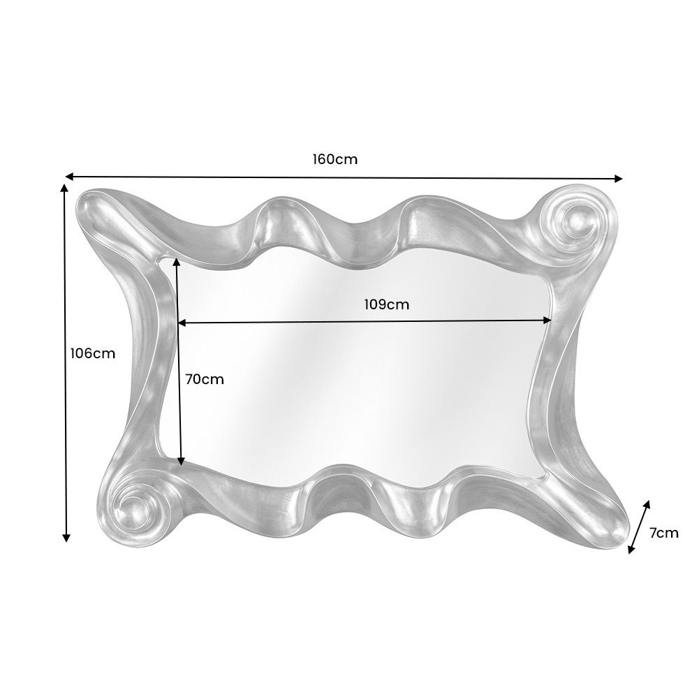 XL Wandspiegel ROMANTICA Silber Asymmetrisch Kunststein 160cm x 106cm | Vertikal oder horizontal aufhängbar! - 8