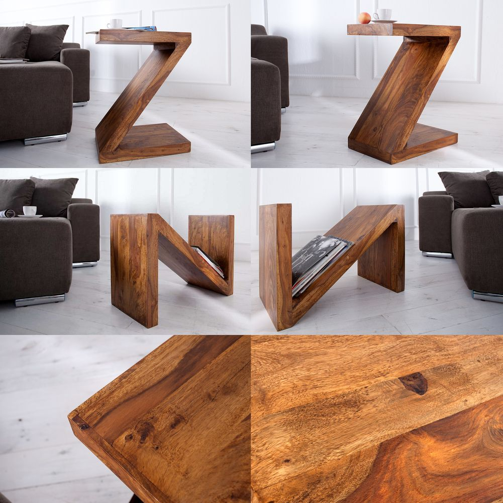 Beistelltisch AGRA Z-Form Sheesham massiv Holz 60cm x 45cm - 6