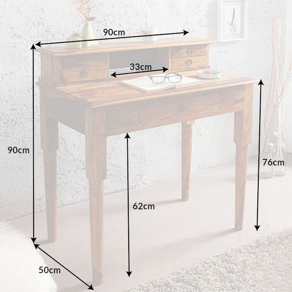 Sekretär & Schreibtisch SATNA Sheesham massiv Holz 90cm x 50cm - 8
