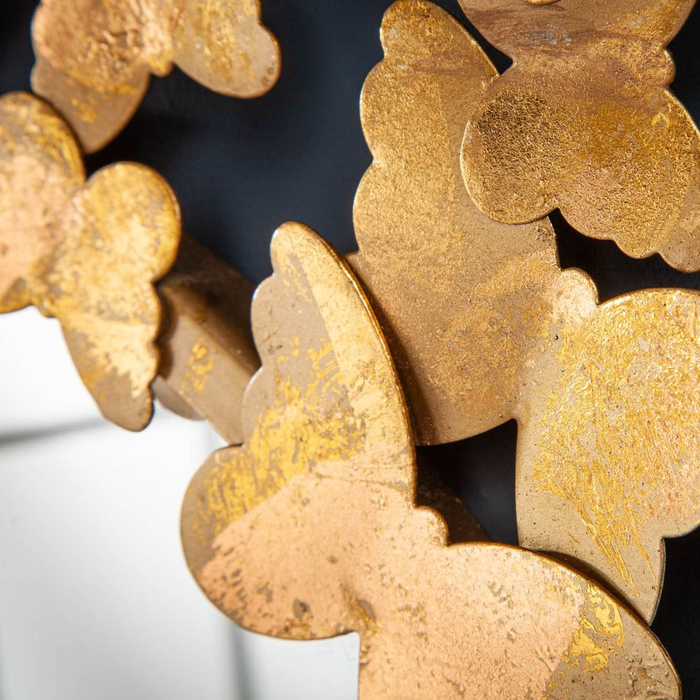 Wandspiegel MARIPOSA Gold aus Metallplättchen im Schmetterling-Design Rund handgefertigt 78cm Ø - 6