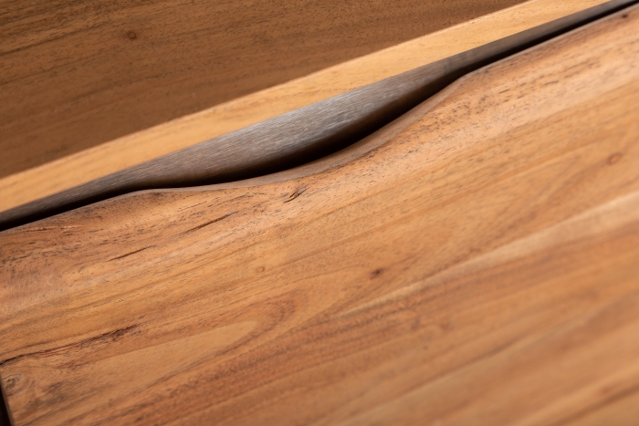Sideboard ACACIA Akazie Massivholz Natur Edelstahl 147cm - 6