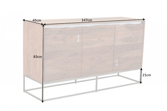 Sideboard ACACIA Akazie Massivholz Natur Edelstahl 147cm - 7