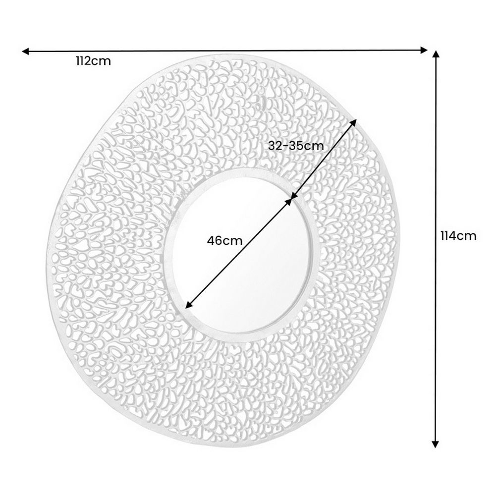 XL Wandspiegel NUBE Silber aus Aluminium im Aststruktur-Design Rund handgefertigt 114cm Ø - 6