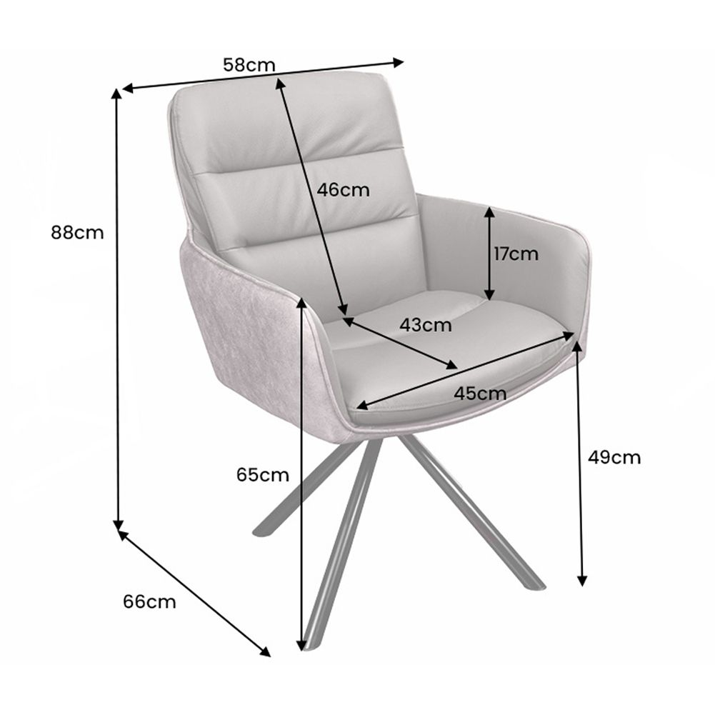 360° drehbarer Design Stuhl BRUNO Anthrazit Echtleder Microfaser Metall-Stuhlbeine Schwarz Armlehne - 8