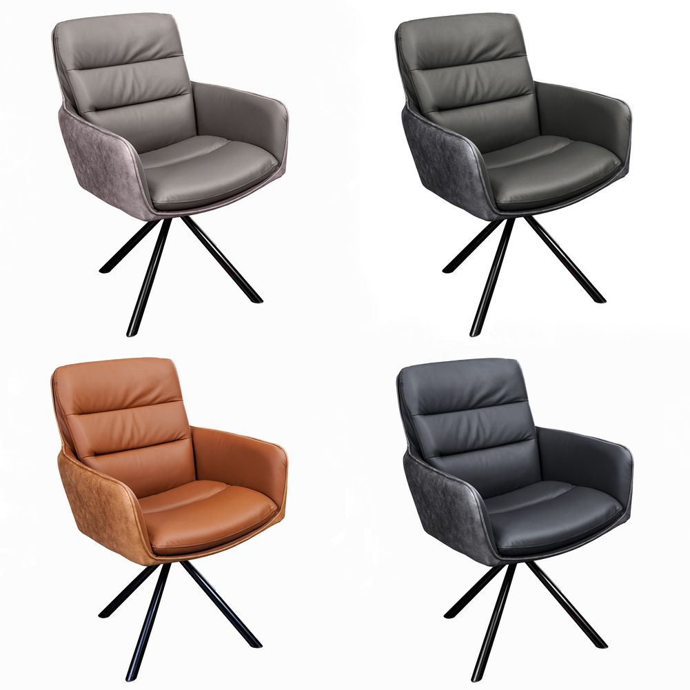 360° drehbarer Design Stuhl BRUNO Anthrazit Echtleder Microfaser Metall-Stuhlbeine Schwarz Armlehne - 9