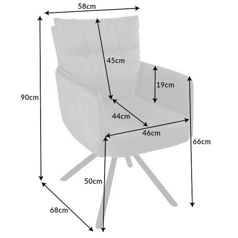 380° drehbarer Design Stuhl MARCO Beige-Champagner Samt Flachgewebe Metall-Stuhlbeine Schwarz Armlehne - 7