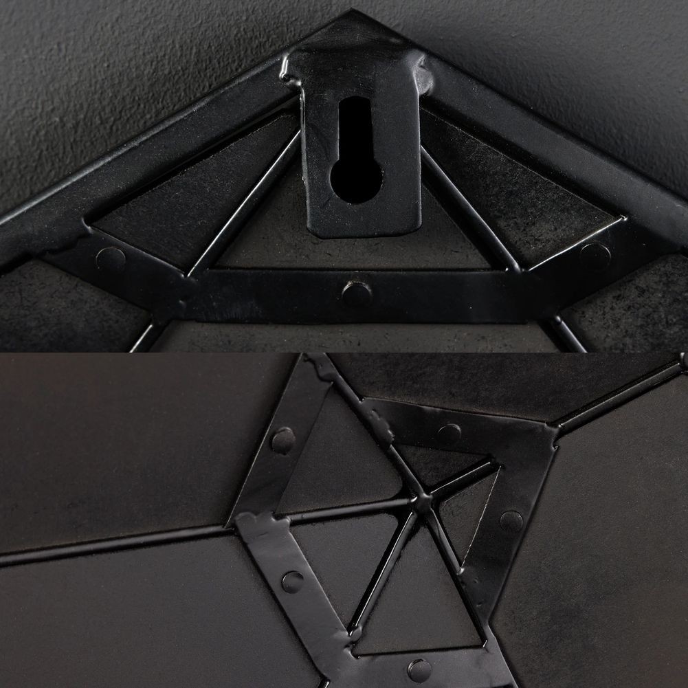Retro Design Wandspiegel DIAMANT Schwarz aus filigranem Eisengeflecht handgefertigt 62cm Ø - 10
