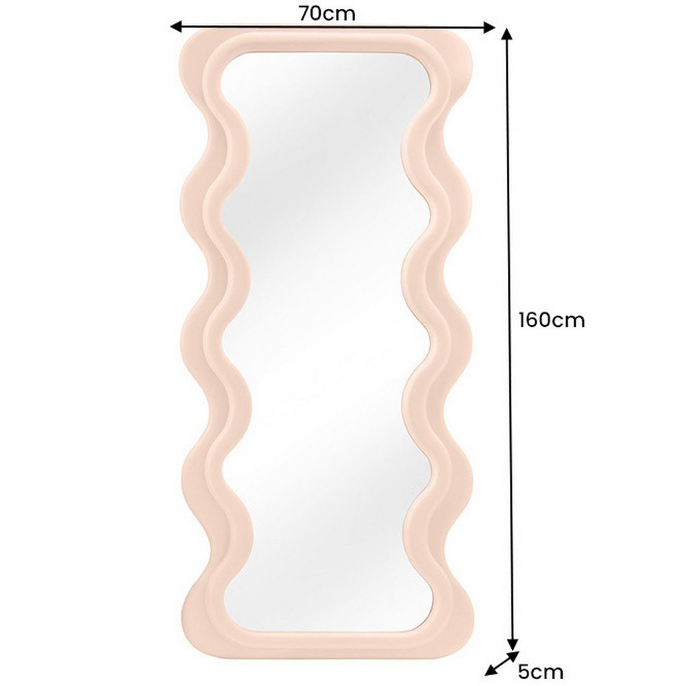 Zeitlos eleganter Art-Deco Wandspiegel VELA Pastell-Apricot Wellenform Rechteckig 160cm x 70cm - 6