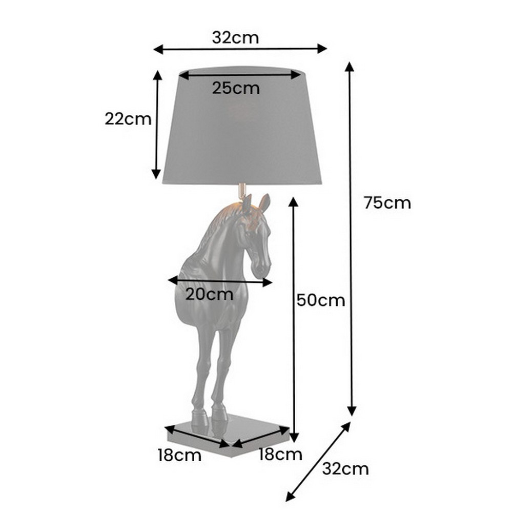 Imposante Tischlampe Pferd MUSTANG Schwarz 75cm - 9