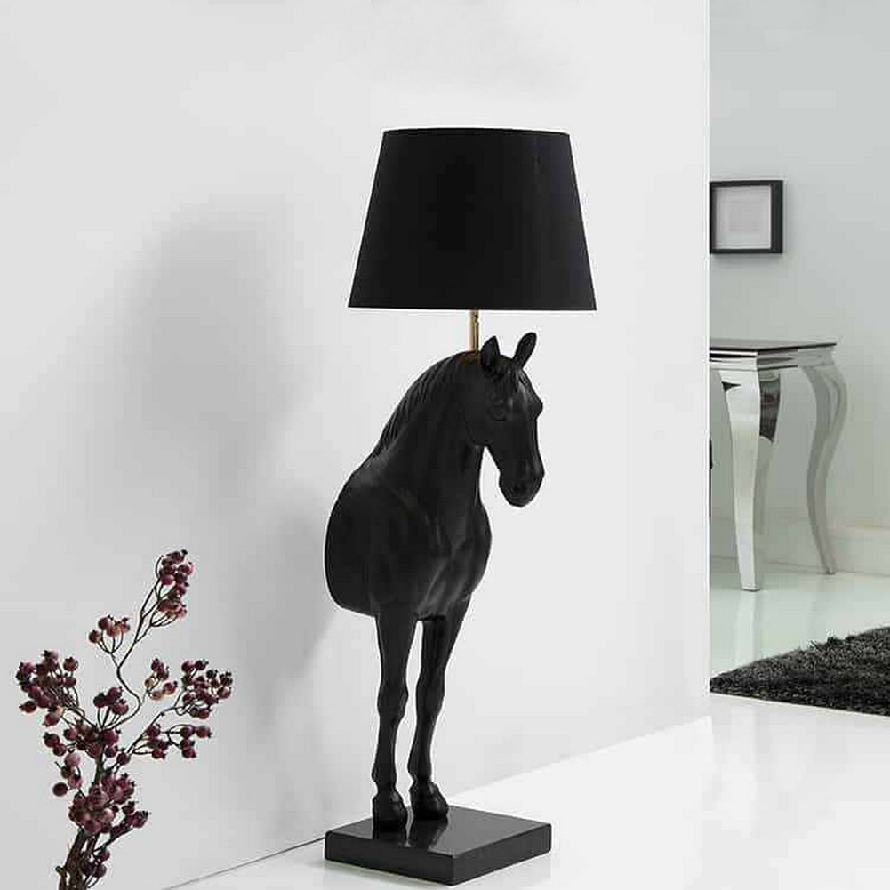 Imposante Tischlampe Pferd MUSTANG Schwarz 75cm - 10