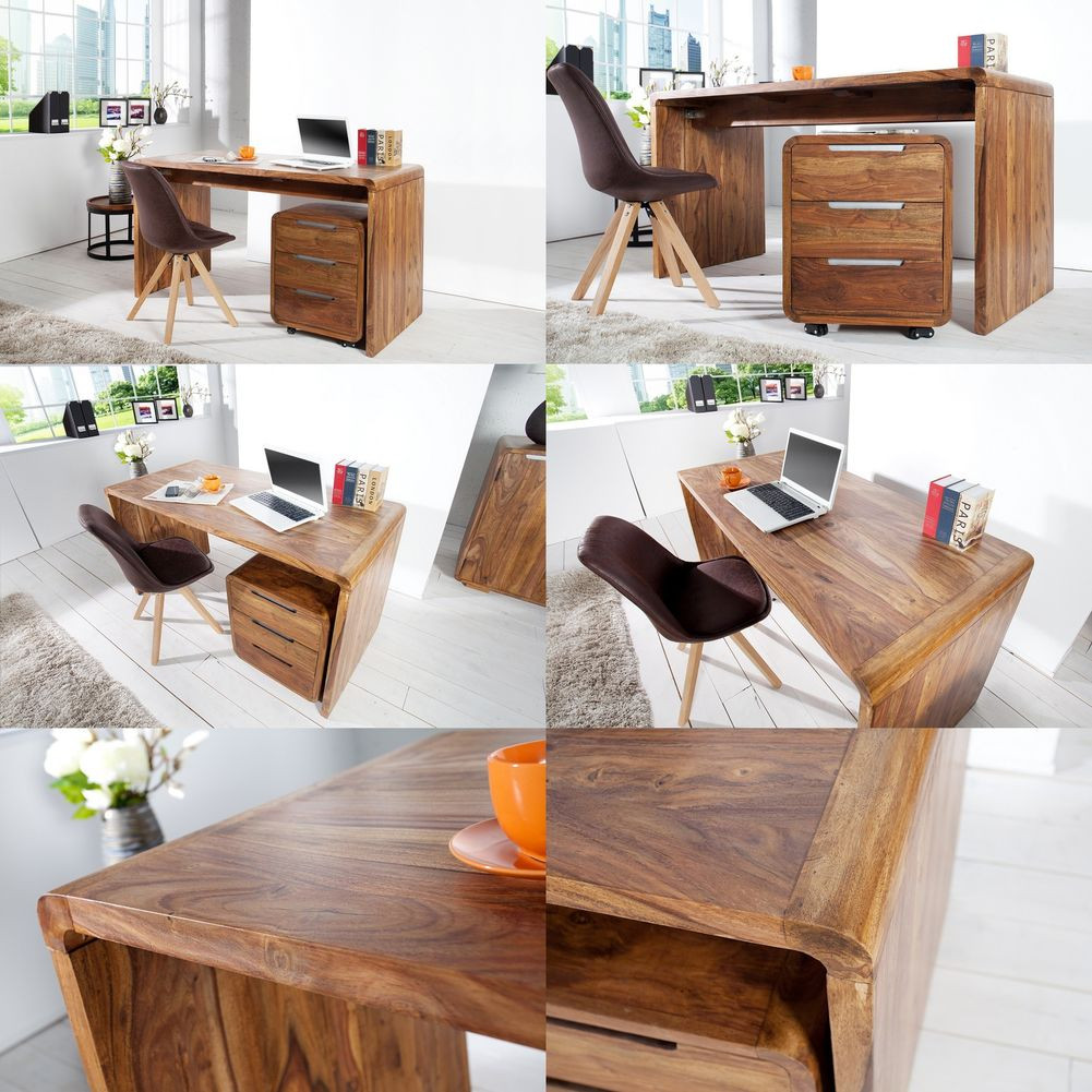Schreibtisch DAIPUR Sheesham massiv Holz 120cm x 60cm - 8