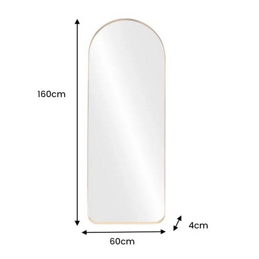 Zeitlos eleganter Wandspiegel AURA Gold Aluminium Rundbogen 160cm x 60cm - 7