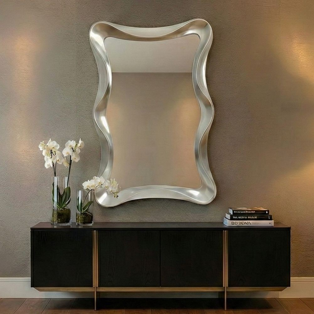 Wandspiegel ROMANTICA Silber Asymmetrisch 120cm x 80cm | Vertikal oder horizontal aufhängbar! - 2