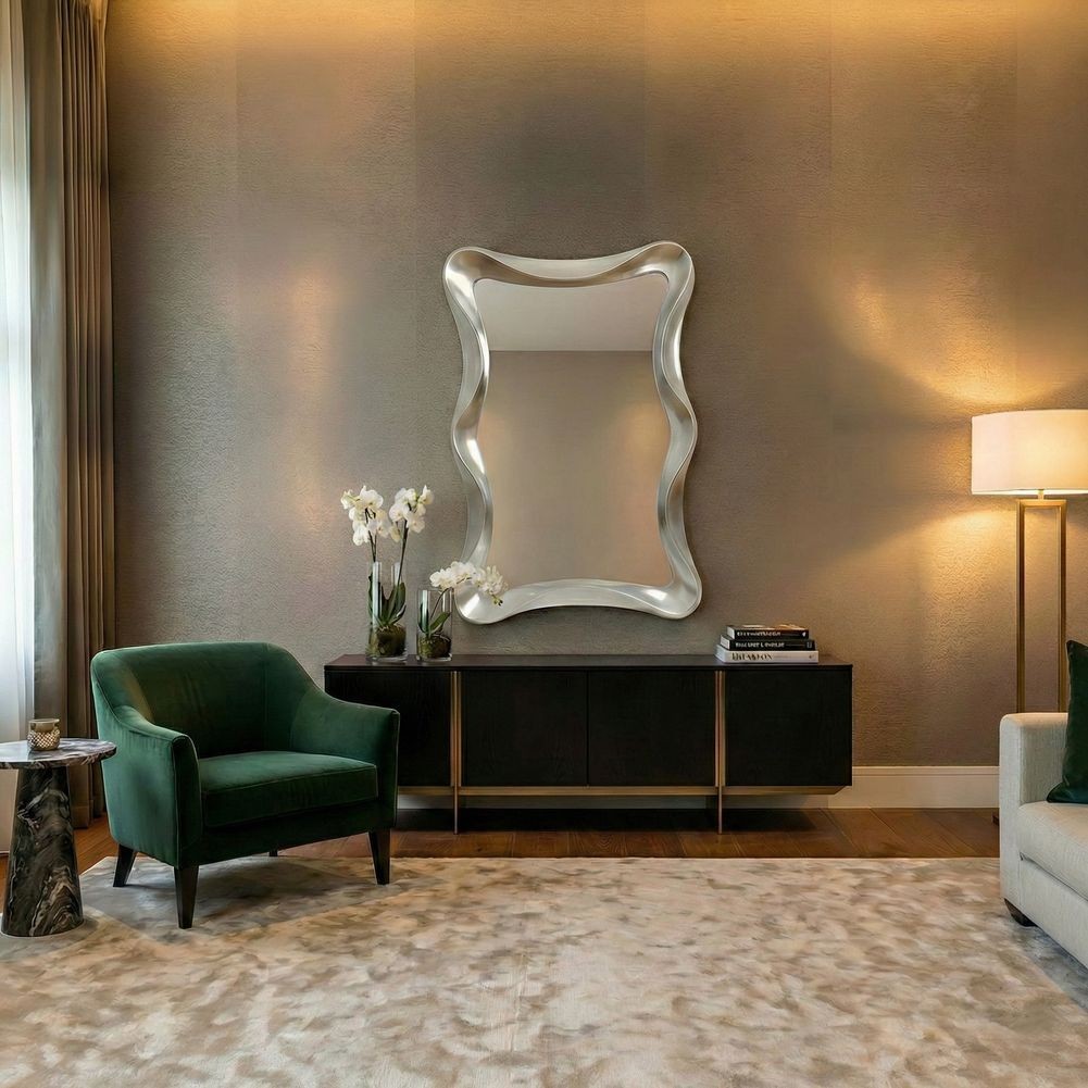 Wandspiegel ROMANTICA Silber Asymmetrisch 120cm x 80cm | Vertikal oder horizontal aufhängbar! - 4