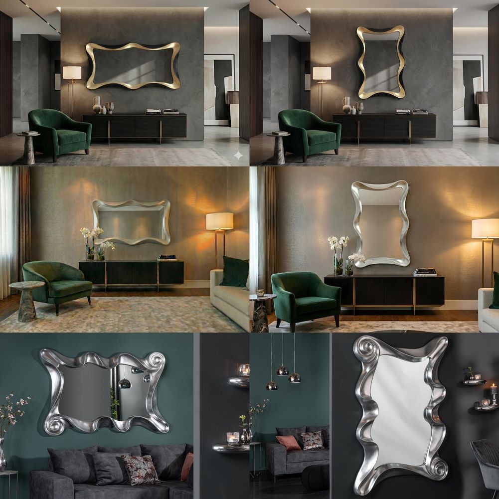 Wandspiegel ROMANTICA Silber Asymmetrisch 120cm x 80cm | Vertikal oder horizontal aufhängbar! - 9